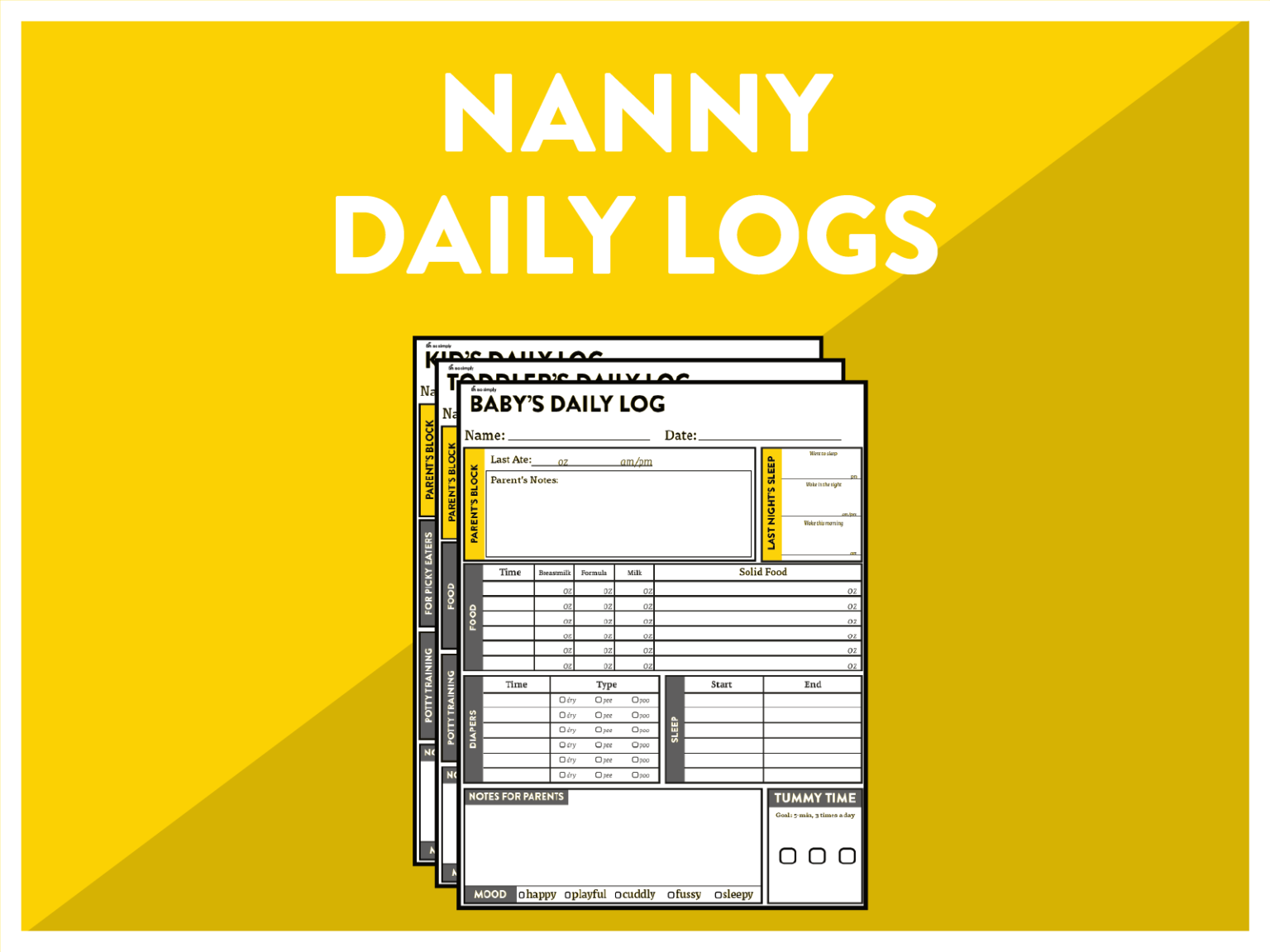 Nanny Daily Logs - Help for nannies and home organizers | OhSoSimply!